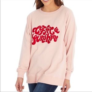 Wildfox Coffee & Sunshine Pink Sweatshirt, size L